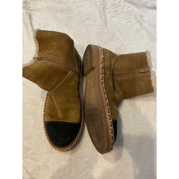 STEVE MADDEN Women's Tayson Ankle Boots Size 5M Chestnut Suede Faux Fur - Picture 3 of 8